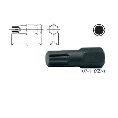SKI - สกี จำหน่ายสินค้าหลากหลาย และคุณภาพดี | KOKEN 107-11(XZN) ดอกไขควงตอก 12แฉก M5-35mm. แกน 11mm.